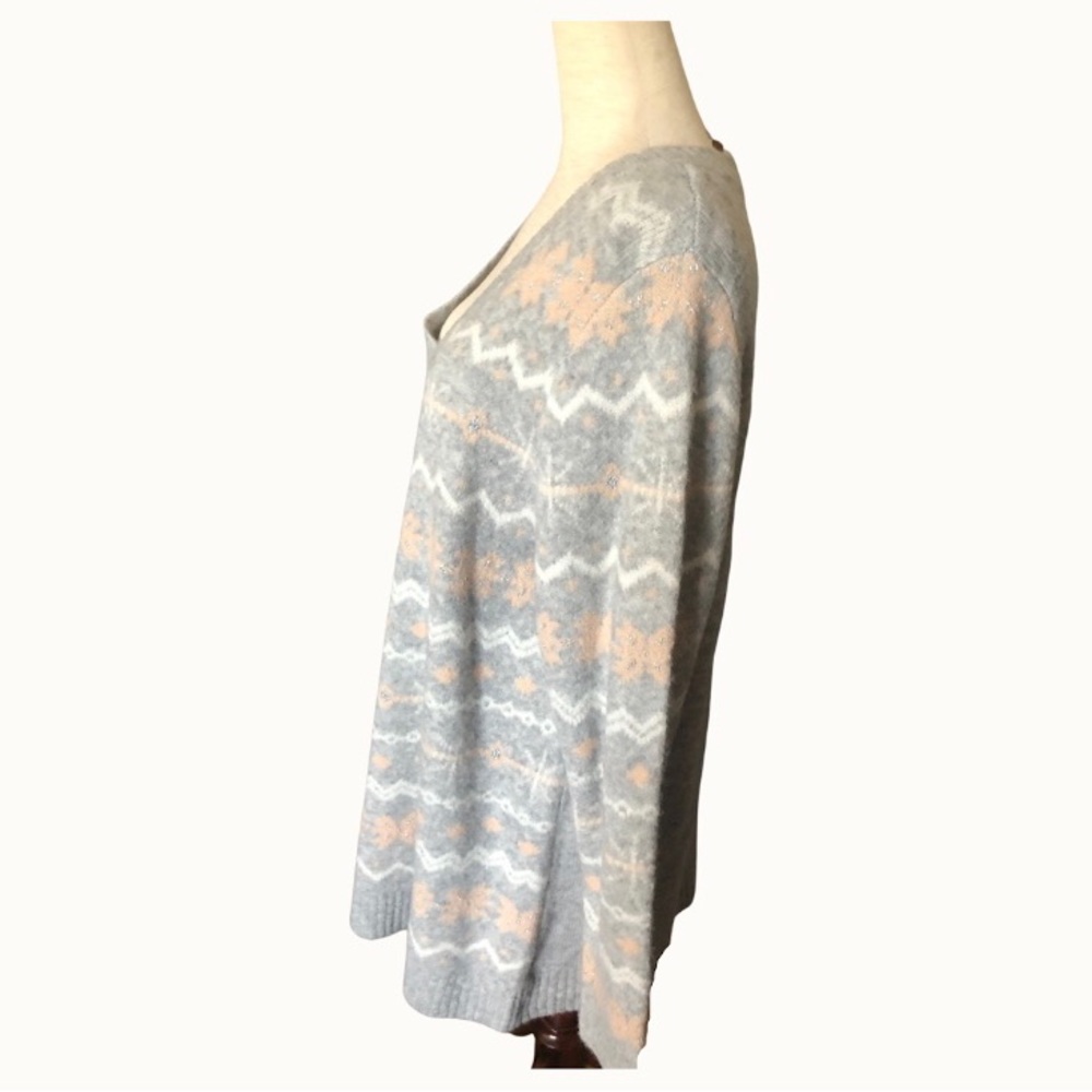 New! Softgirl GrandmaCore Long Gray Peach Snowflake Sweater Sz 14-16 - Picture 4 of 8